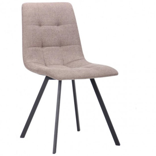 Dining chair for kitchen, living room, cafe Harlem steel black/fabric melange latte AMF