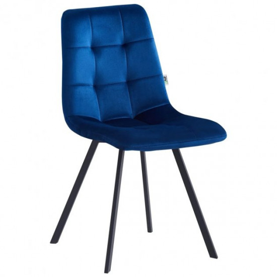 Dining chair for kitchen, living room, cafe Harlem steel black/fabric velor dark blue AMF