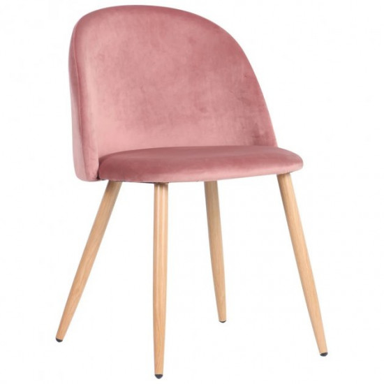 Dining chair for kitchen, living room, cafe Sherry steel beech/fabric Monolith pink velvet AMF