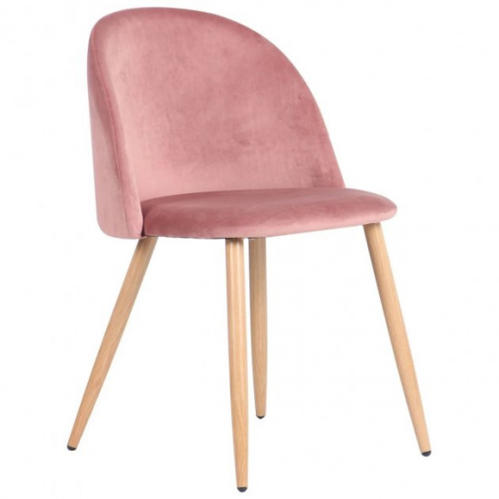 Dining chair for kitchen, living room, cafe Sherry steel beech/fabric Monolith pink velvet AMF