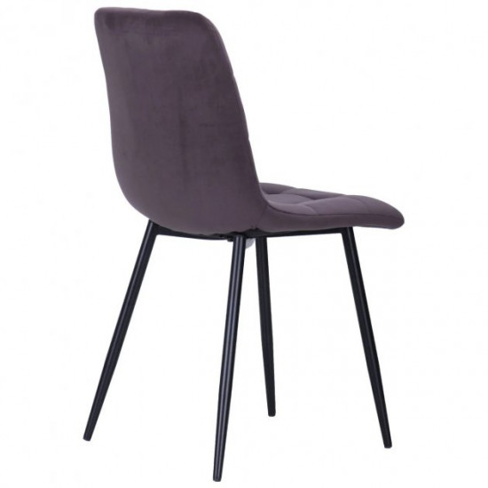 Dining chair for kitchen, living room, cafe Kansas steel black/velor fabric velvet gray AMF