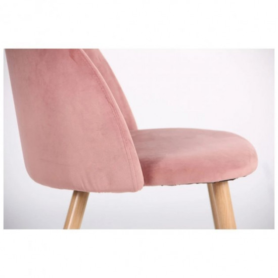 Dining chair for kitchen, living room, cafe Sherry steel beech/fabric Monolith pink velvet AMF