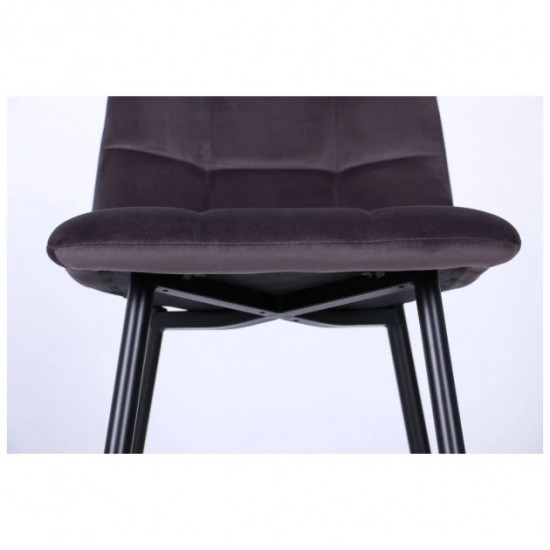 Dining chair for kitchen, living room, cafe Kansas steel black/velor fabric velvet gray AMF