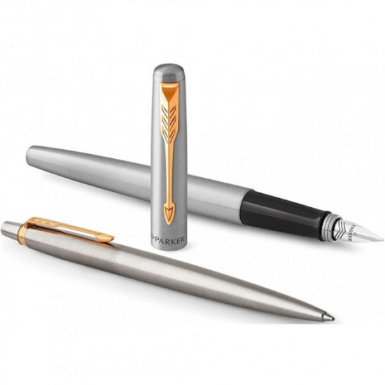 Set of Parker JOTTER Stainless Steel GT FP+BP pens (fountain + ballpoint)