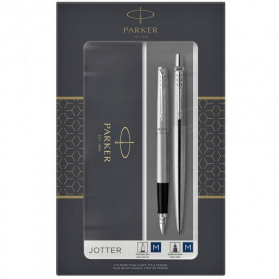 Set of Parker JOTTER Stainless Steel CT FP+BP pens (fountain + ballpoint)