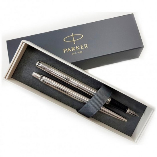 Set of Parker JOTTER Stainless Steel CT FP+BP pens (fountain + ballpoint)