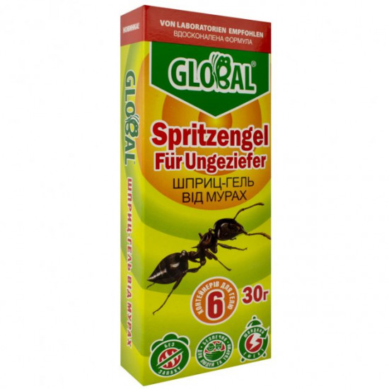 Інсектицидний шприц-гель від мурах Global + 6 контейнерів для гелю 30 г GlobalAgroTrade