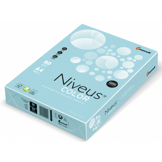 Папір кольоровий Niveus пастель А4/80 500л блакитний (A4.80.NVP.MB30.500)