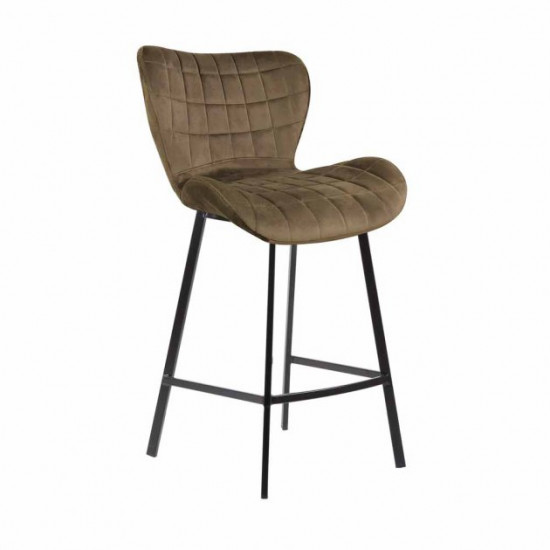 Bar stool B-22 /1010*530*570 black metal/fabric corduroy cappuccino Vetro Furniture