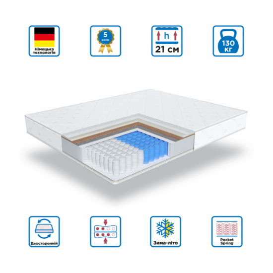 Матрац на незалежних пружинах Gutenkauf Brandis 70x190