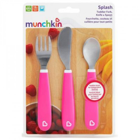 Munchkin Splash Stainless Steel Children's Tableware Set 3 Pieces Pink (012110.01)