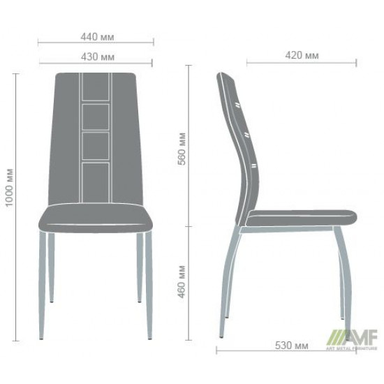 Dining chair Nicholas 1000*440*530 Metal/Leatherette, chrome/White AMF