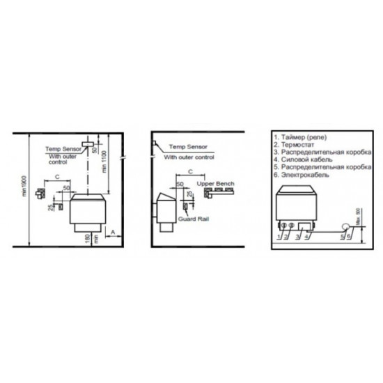 Electric heater EcoFlame AMC 60 STJ, 6 kW, 9 cubic meters, 220/380V