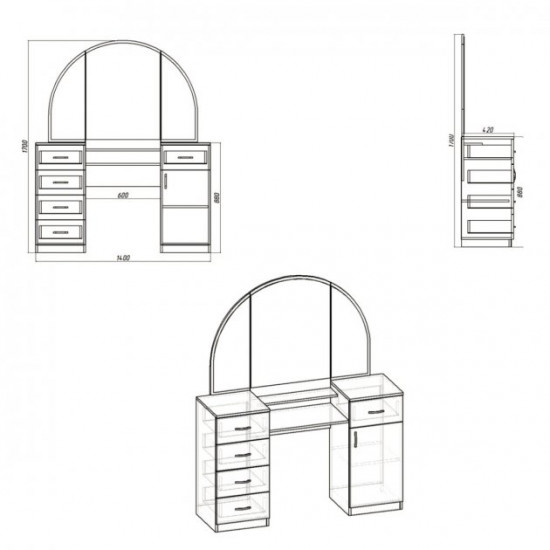 Dressing table-5 for the bedroom Companit Wenge combi