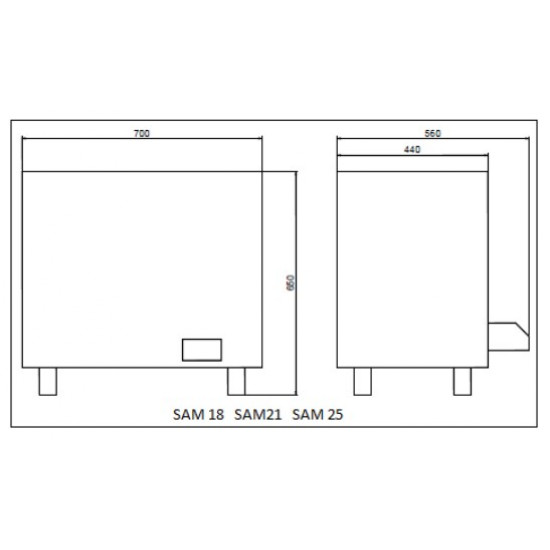 Electric heater EcoFlame SAM-D25, 25 kW, 45 cubic meters, 380V, with CON6 remote control