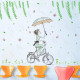 Interior wall sticker Green Life Girl on a bicycle XL7220