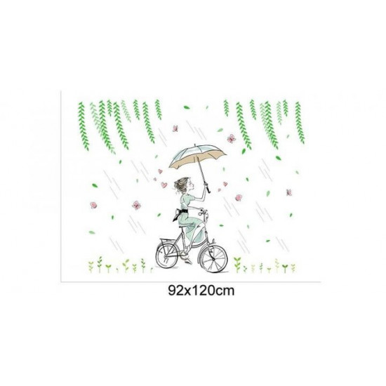 Interior wall sticker Green Life Girl on a bicycle XL7220