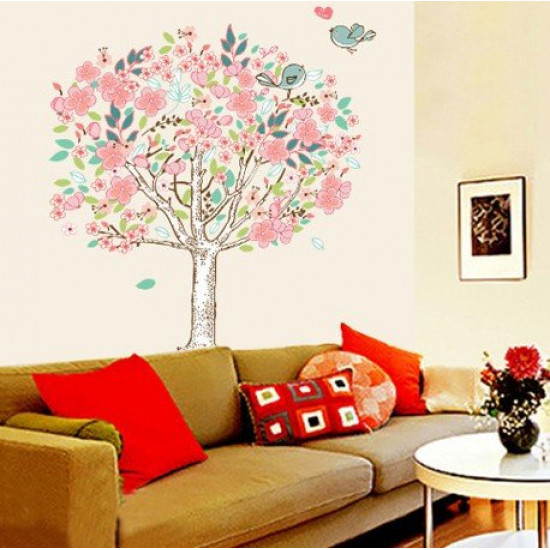 Interior wall sticker Green Life Tree with birds DF5103