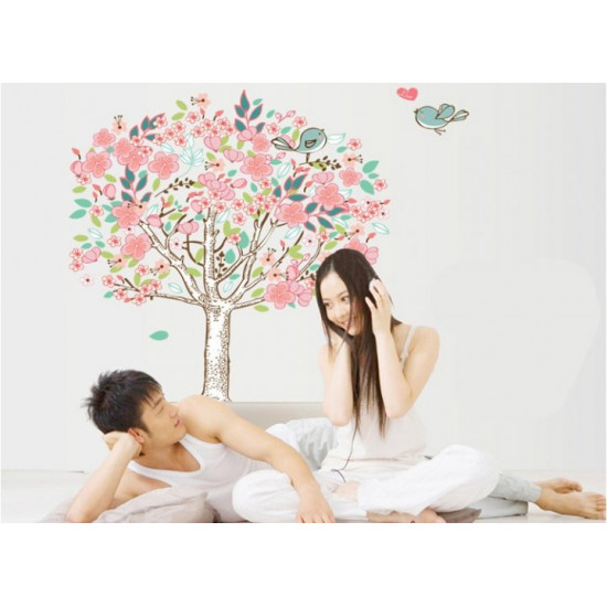 Interior wall sticker Green Life Tree with birds DF5103