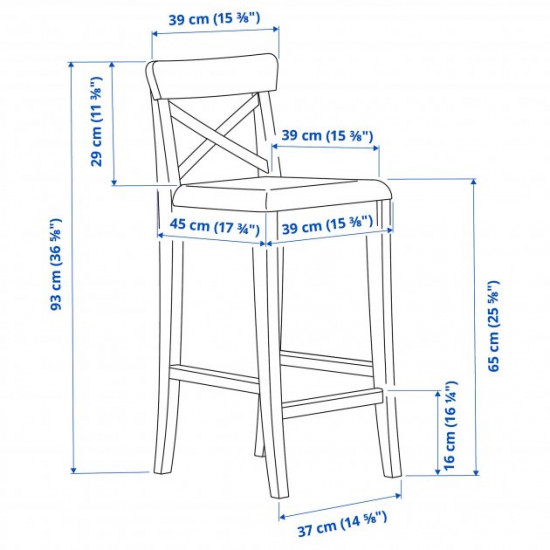  Стул барный IKEA ИНГОЛЬФ 004.787.37