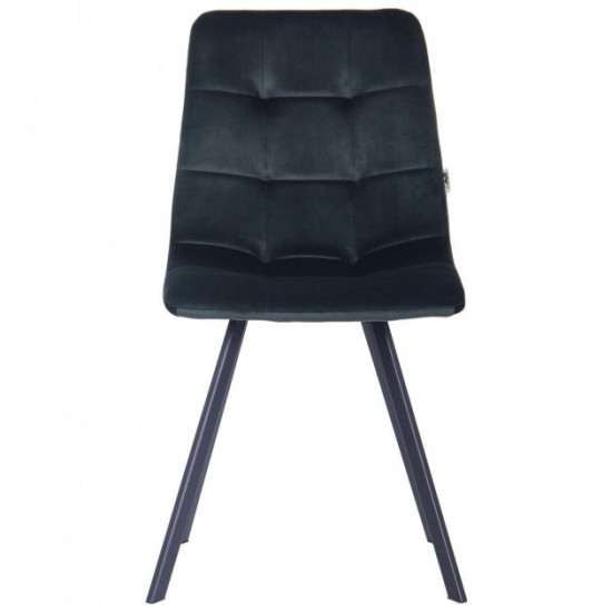 Dining chair AMF Harlem frame black / velor fabric dark green