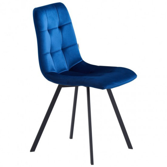 Dining chair AMF Harlem frame black / velor upholstery dark blue