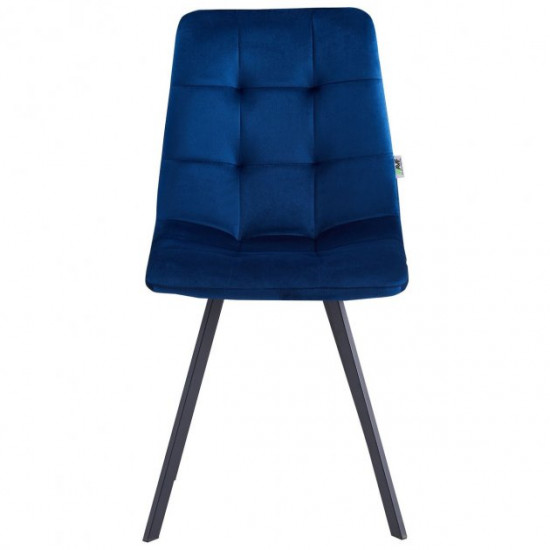 Dining chair AMF Harlem frame black / velor upholstery dark blue