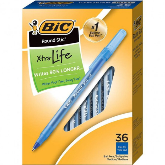 Set of ball handles 36 pcs BIC Round Stic Xtra Life Oil blue (RBP36BL)