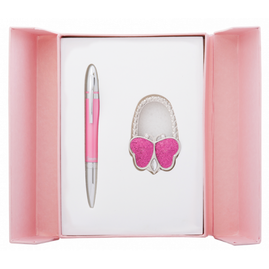 Gift set Langres Lightness: ballpoint pen + bag pen pink (LS.122030-10)