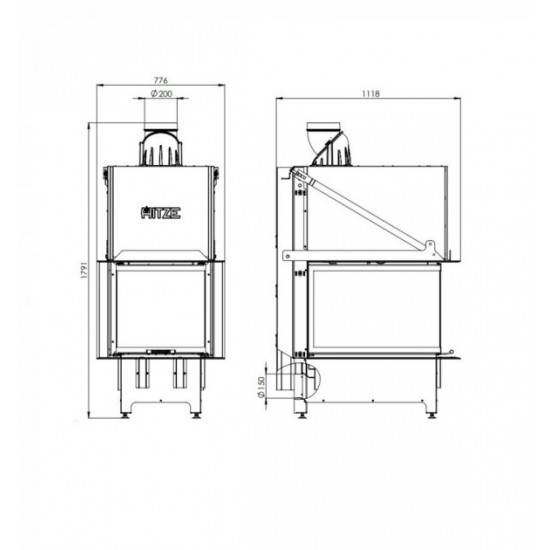 Камінна топка Hitze Trinity 54x54x53.G тристороння