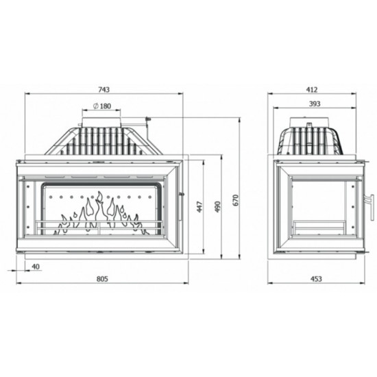  Каминная топка Kawmet W16 13,5 кВт Eko левосторонняя