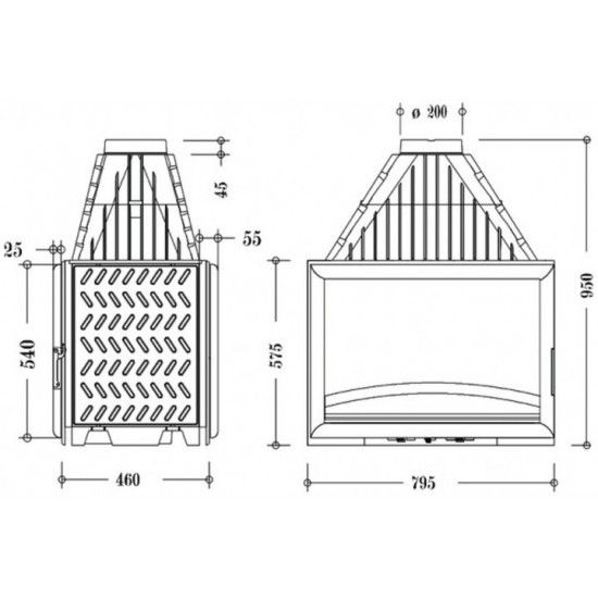 Fireplace insert Invicta 800 Grande Vision tunnel 6282-44