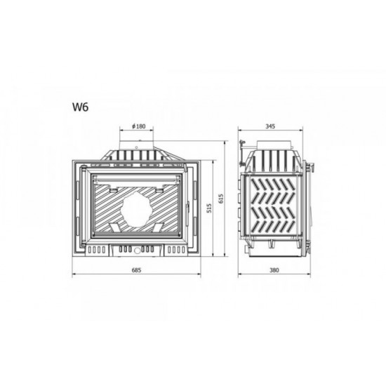 Fireplace insert KawMet W6 14 kW air fireplace inserts