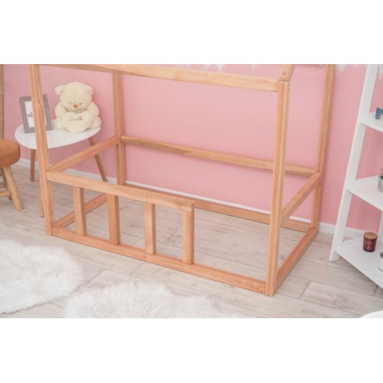 Children's bed Montessori house BUSY WOOD floor model 2 120x60 cm natural wood