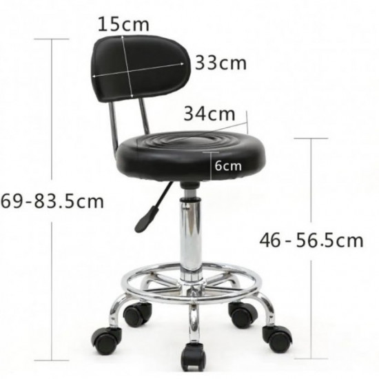 Chair stool on wheels with round back Bonro B-494 black (40300049)