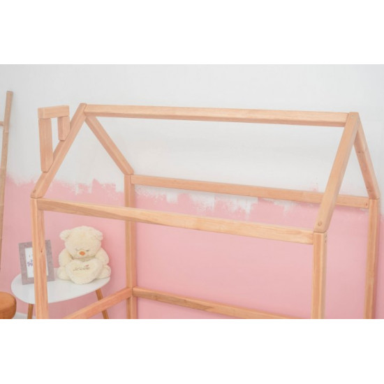 Children's bed Montessori house BUSY WOOD floor model 2 190x80 cm natural wood