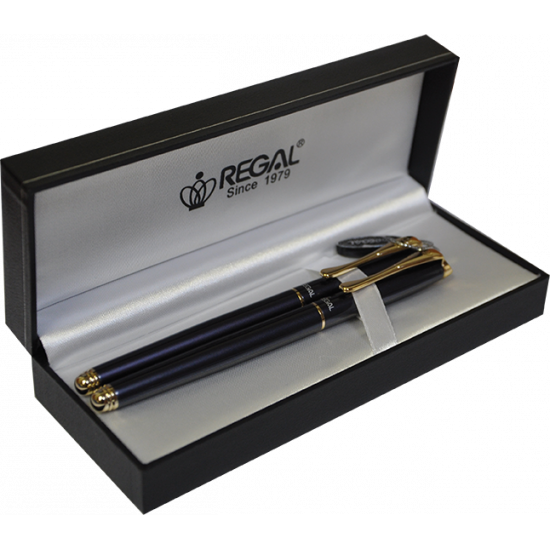 Set of Regal nib + rollerball pens in gift case Pearl black (R12216.L.RF)