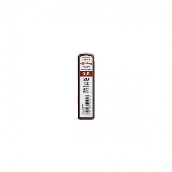 Грифелі Rotring Tikky 0.5 мм 12 штук 2B чорні (S0312630)