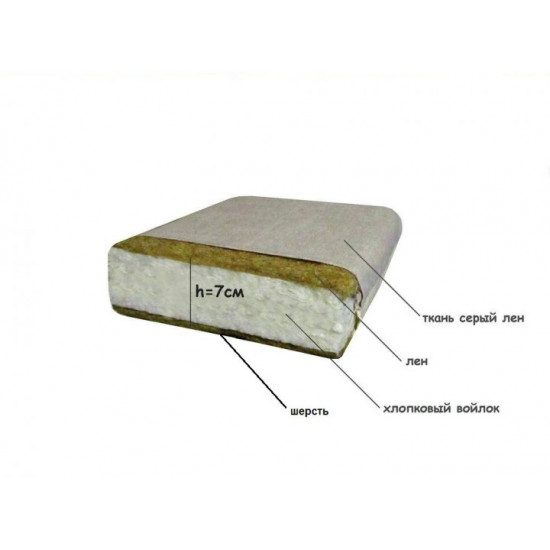  Матрас зима/лето 80х160х7 см. (ткань лен) серый