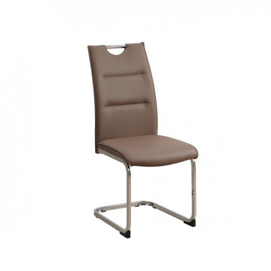 Chair for kitchen, cafe, bar, restaurant Brixstone metal chrome/leatherette brown Woody