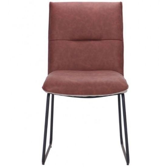 Chair for kitchen, living room, cafe, bar Alphabet J steel black / burgundy leatherette AMF