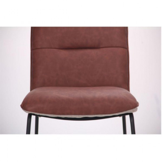 Chair for kitchen, living room, cafe, bar Alphabet J steel black / burgundy leatherette AMF