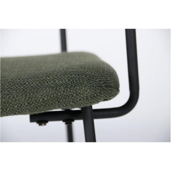 Chair for kitchen, living room, cafe, bar Alphabet H steel black/chenille fabric olive AMF