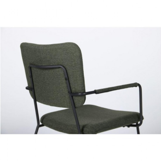 Chair for kitchen, living room, cafe, bar Alphabet H steel black/chenille fabric olive AMF