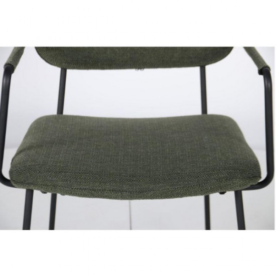 Chair for kitchen, living room, cafe, bar Alphabet H steel black/chenille fabric olive AMF