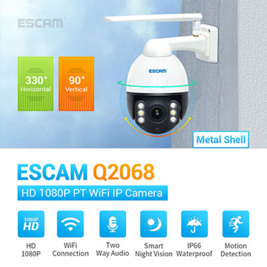  Беспроводная поворотная WiFi IP-камера ESCAM Q2068 HD 1080P 2 Мп