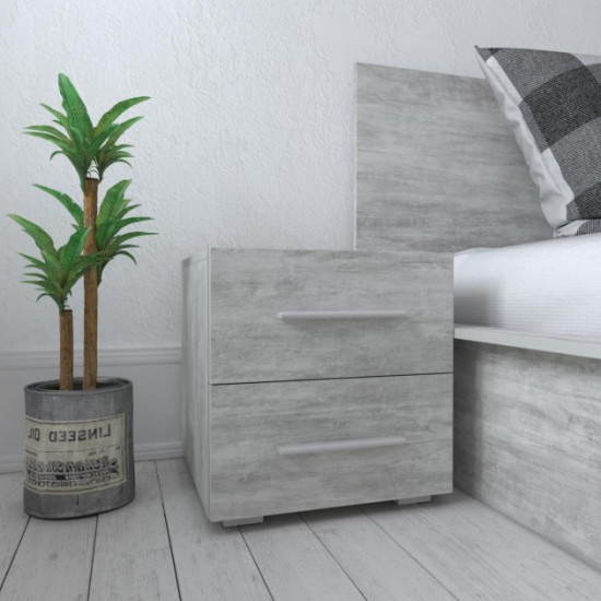 Bedside table with 2 drawers concrete W400*H420*D400