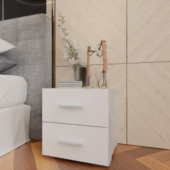 Bedside table with 2 drawers RedWood Sydney W400*H420*D400 Concrete\White RLST11betonwhite