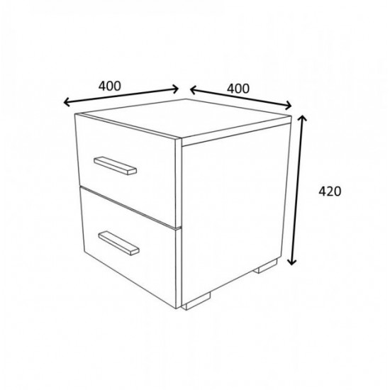 Bedside table with 2 drawers RedWood Sydney W400*H420*D400 Concrete\White RLST11betonwhite