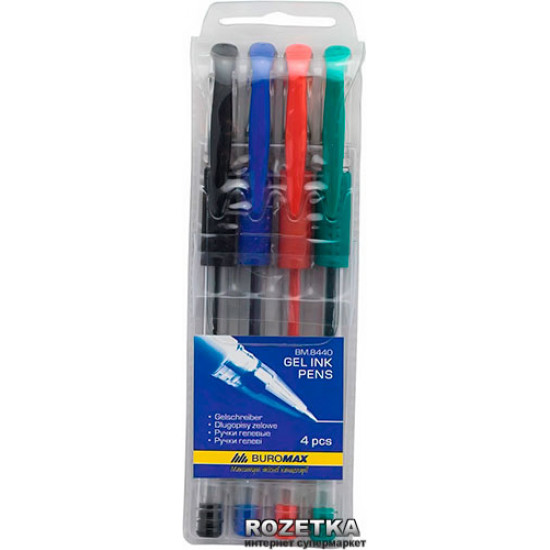 Set of gel pens 4 pcs Buromax 0.7 mm 4 colors (BM.8440)